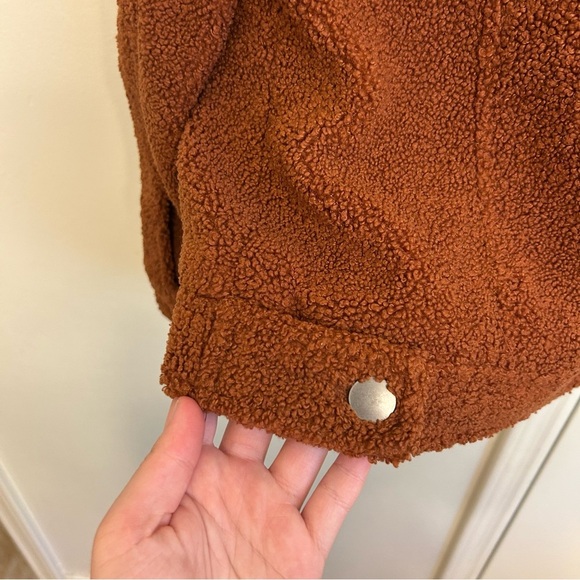 Nordstrom BP Rust Burnt Orange Sherpa Jacket Size Small Lined and Cozy - Picture 6 of 7